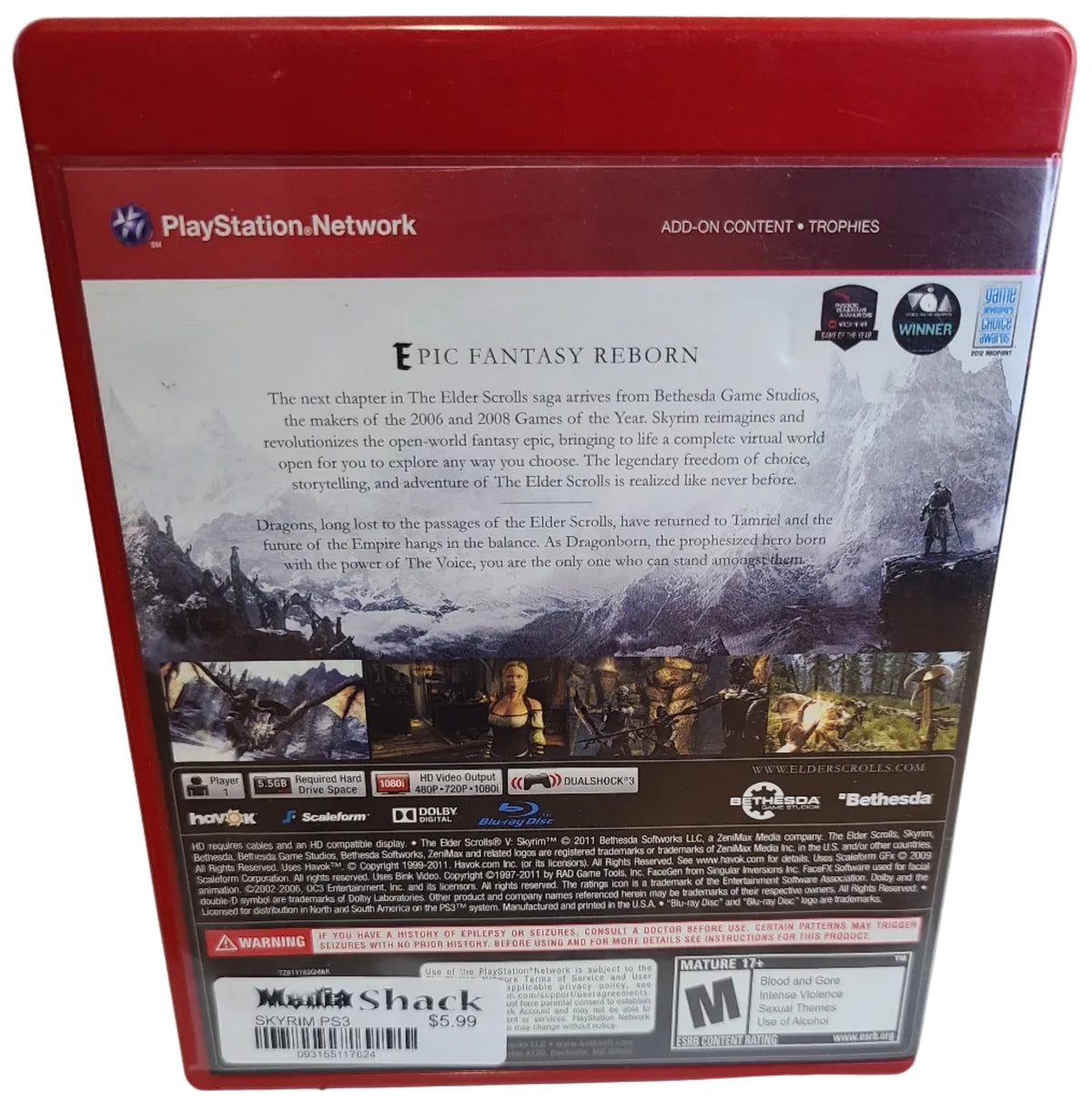 The Elder Scroll V Skyrim Playstation 3 PS3