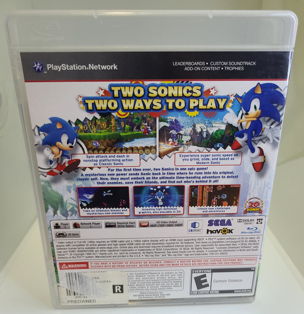 Sonic Generations Playstation 3 PS3