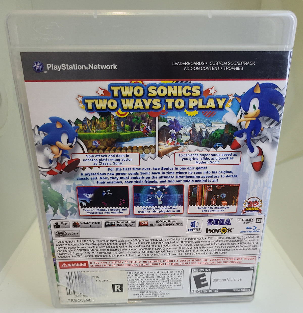 Sonic Generations Playstation 3 PS3