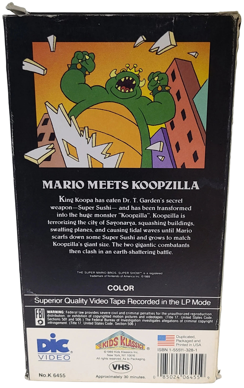 The Super Mario Bros Super Show Mario Meets Koopzilla VHS