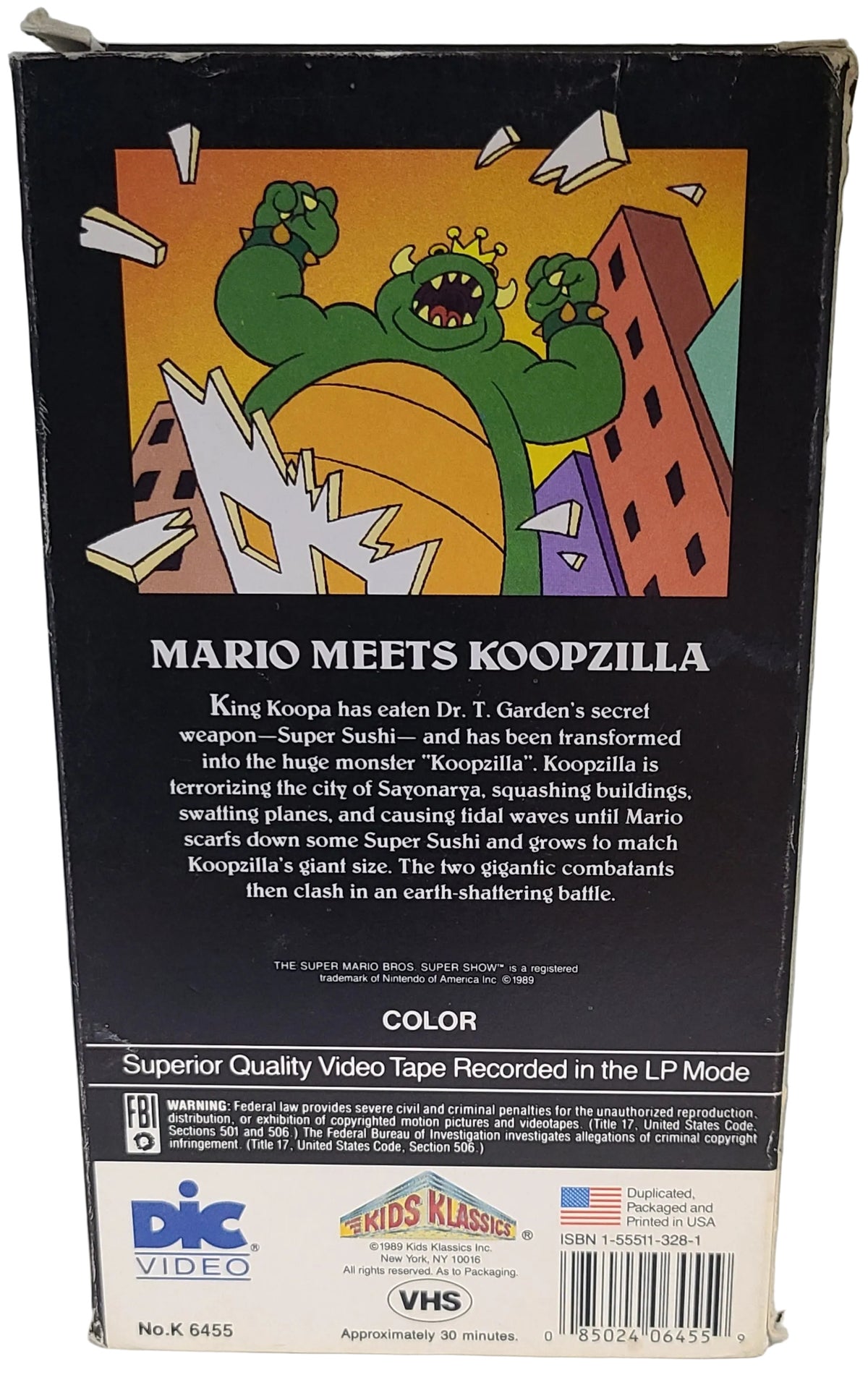 The Super Mario Bros Super Show Mario Meets Koopzilla VHS