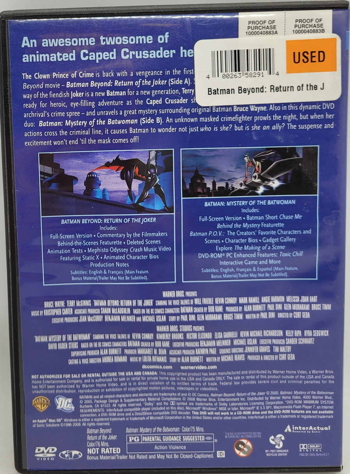Batman Beyons Return Of The Joker & Batman Mystery Of The Batwoman DVD