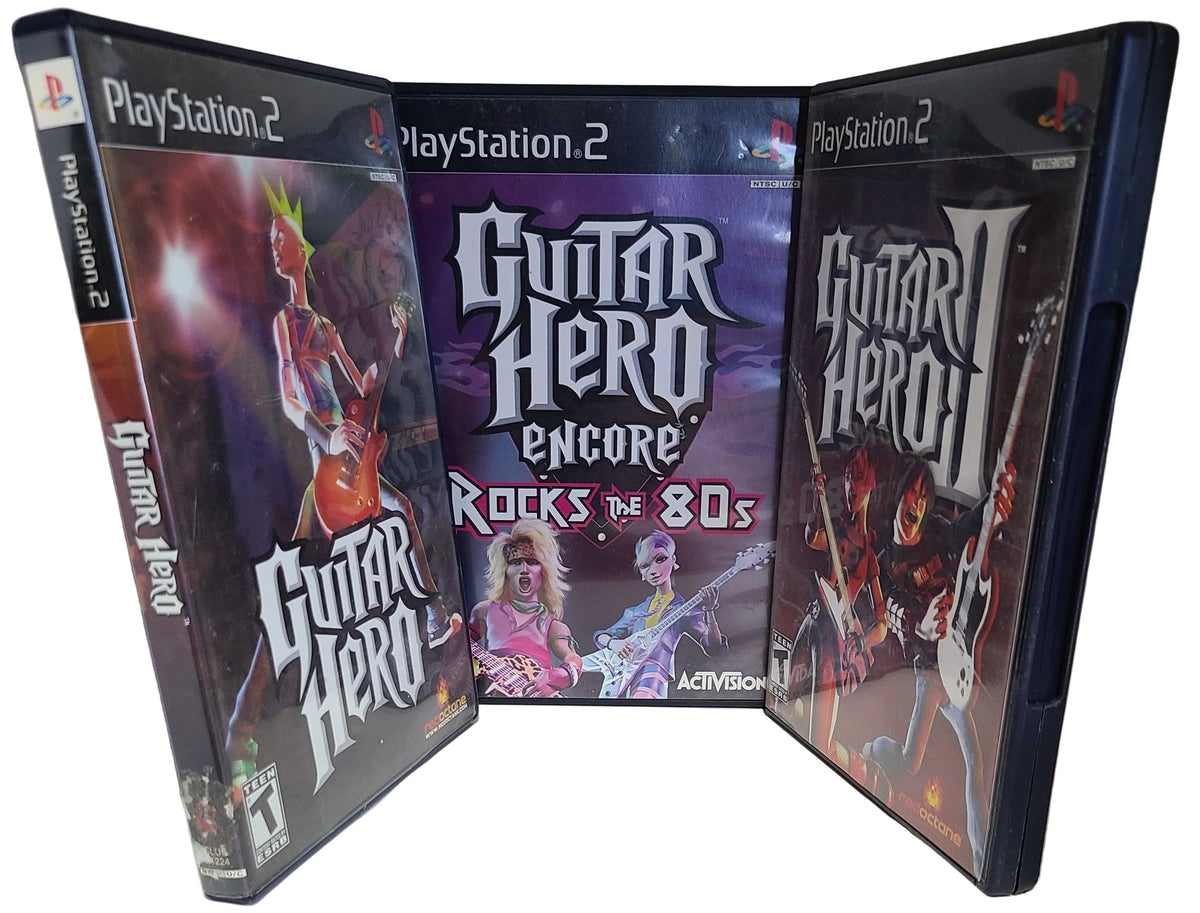 Guitar Hero 3 Disc set GH 1, GH 2, GH Encore Rocks the 80's Playstation 2 PS2