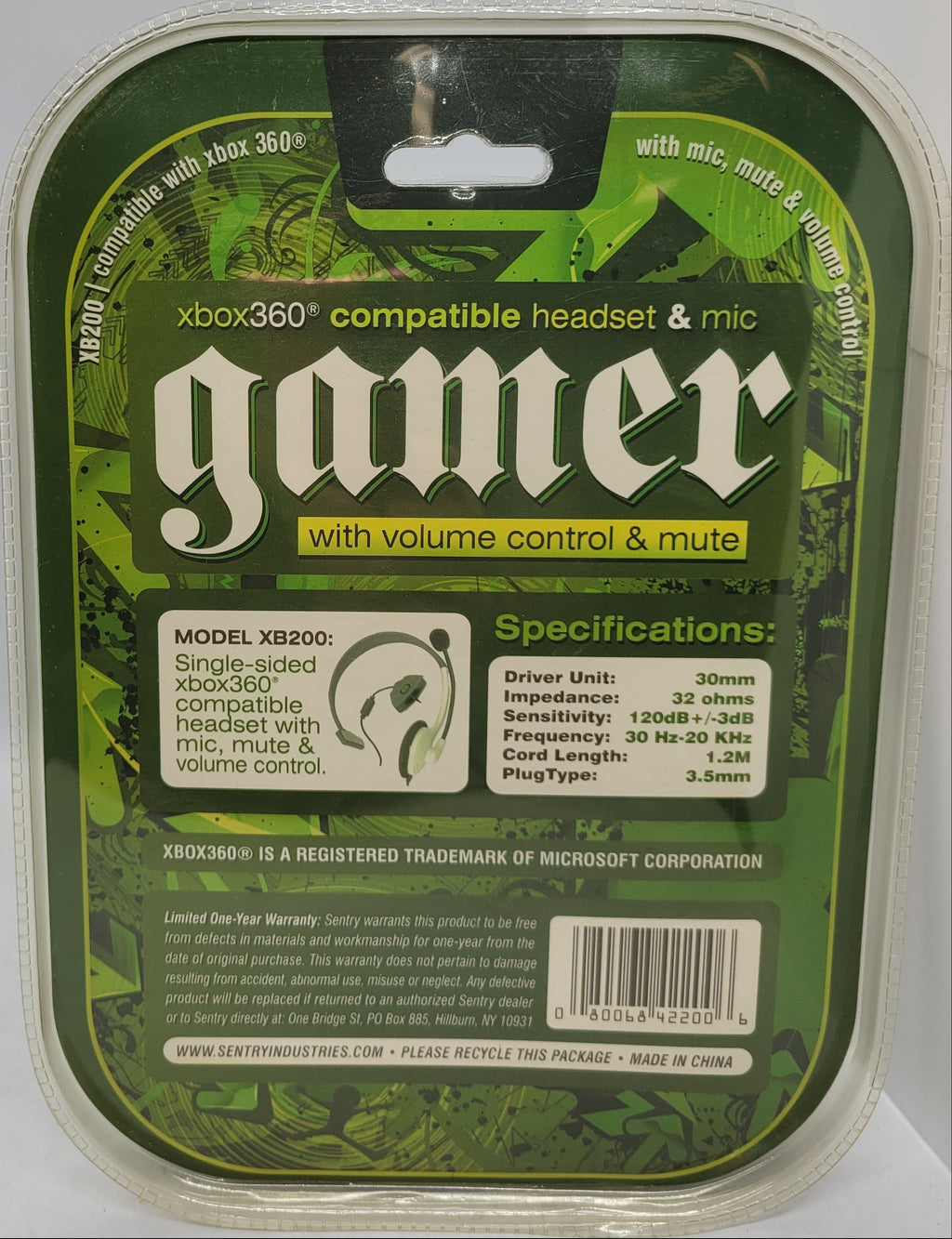 Sentry Gamer Headset & Mic ( Model XB200) Xbox 360
