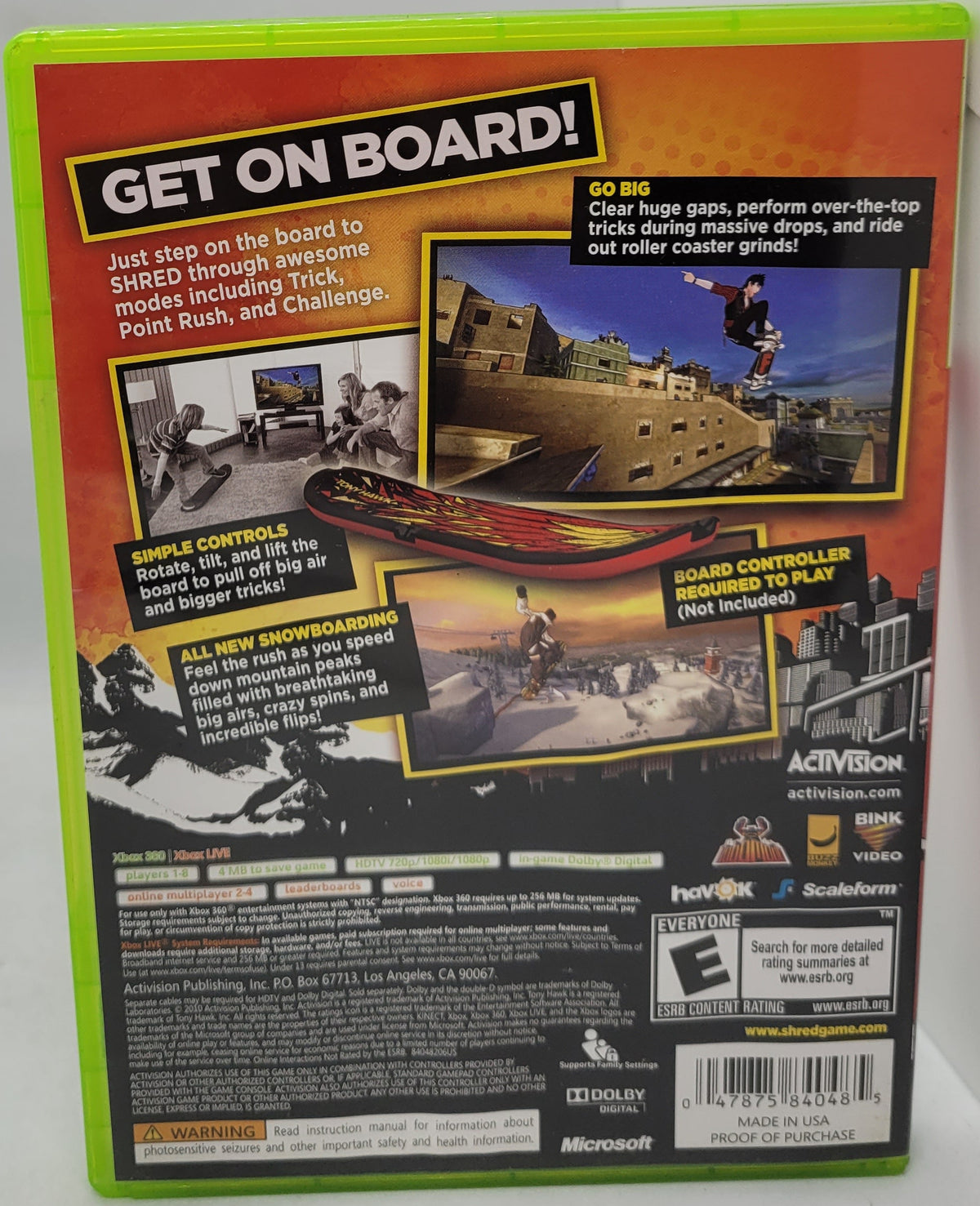 Tony Hawk Shred Big Air! Xbox 360