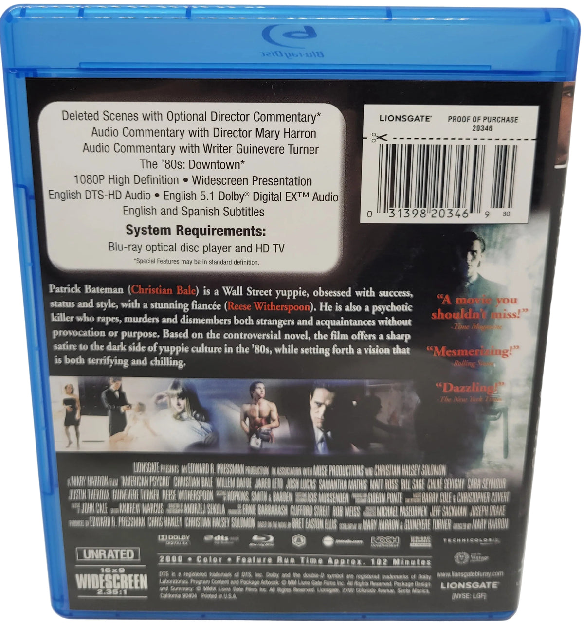 American Psycho Uncut verision Blu-ray